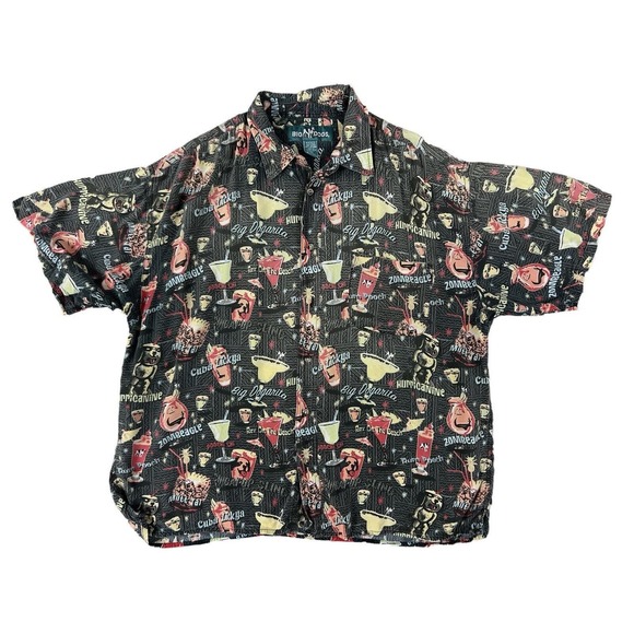 Big Dogs Short Sleeve Camp Button Up‎ Shirt Sz 2X Black Beach Cocktail Drinks - Picture 1 of 6
